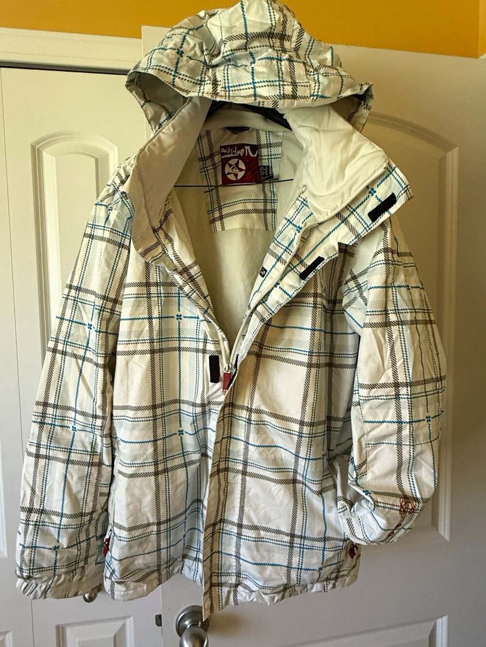 Quiksilver Fibretronic Men's Plaid Hooded Zip Ski Jacket Size S